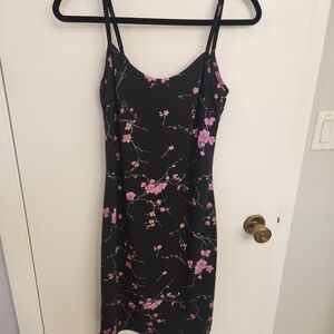 Black Floral Spaghetti Strap Dress